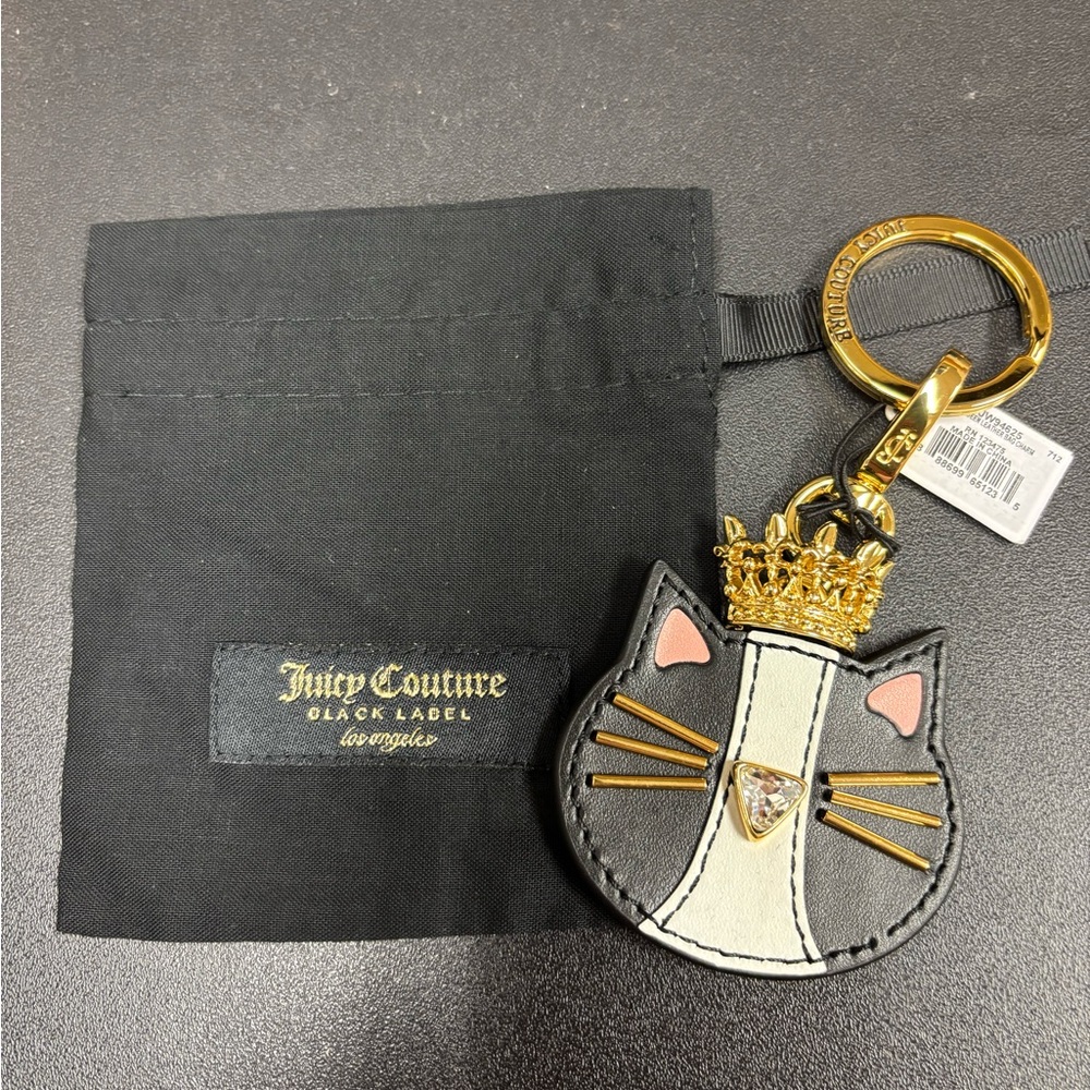 New Juicy Couture Cat Keychain with Gold Accents